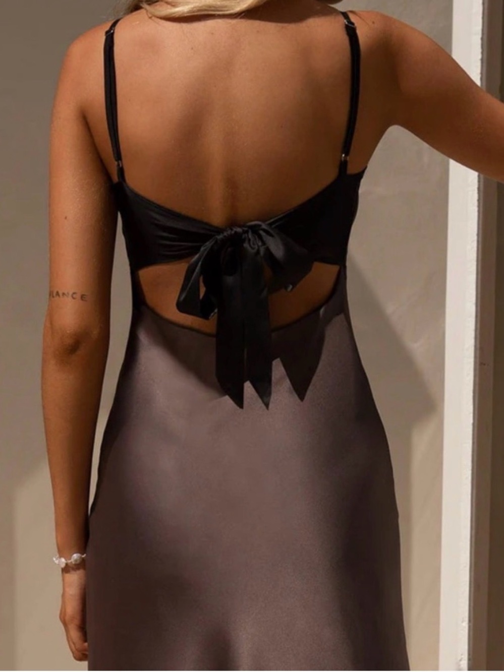 Peppermayo Steel Me Away Satin Slip Maxi Dress XS Tie Back Wedding Guest Sexy - Picture 3 of 10